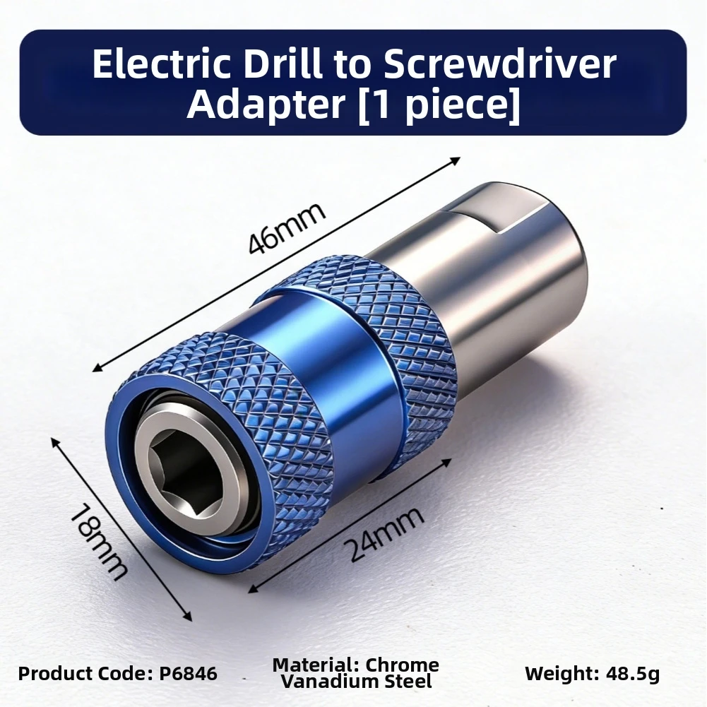 6.35mm Hex Shank Drill To Screwdriver Bit Adapter - Quick Change For Efficient Driving And Drilling Tasks In Workshop
