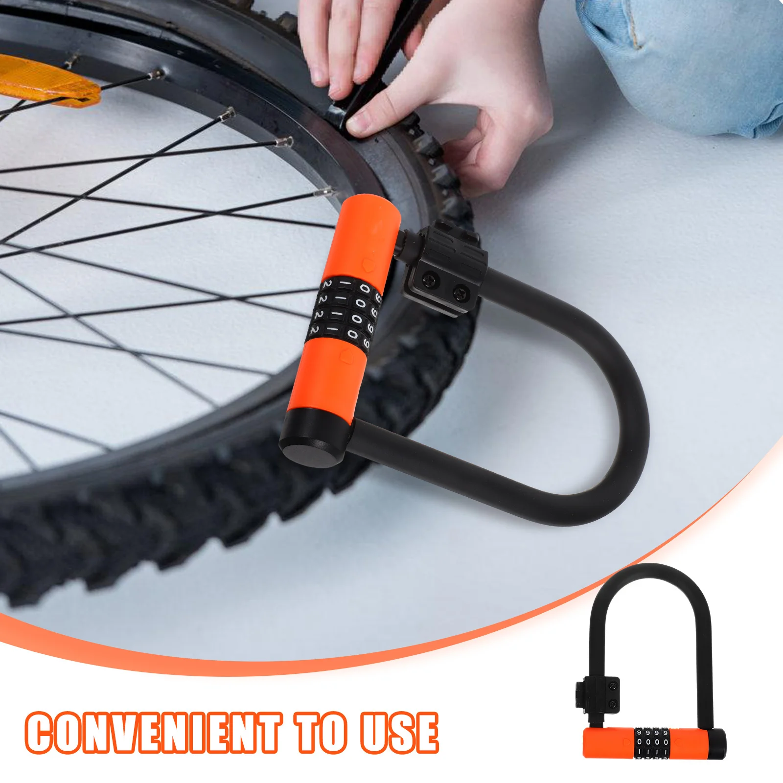 1 مجموعة 4 أرقام إعادة تعيين دراجة كلمة المرور U-شكل مكافحة سرقة الدراجة ل سكوتر كهربائي دراجة نارية دراجة جبلية قابلة للطي #2