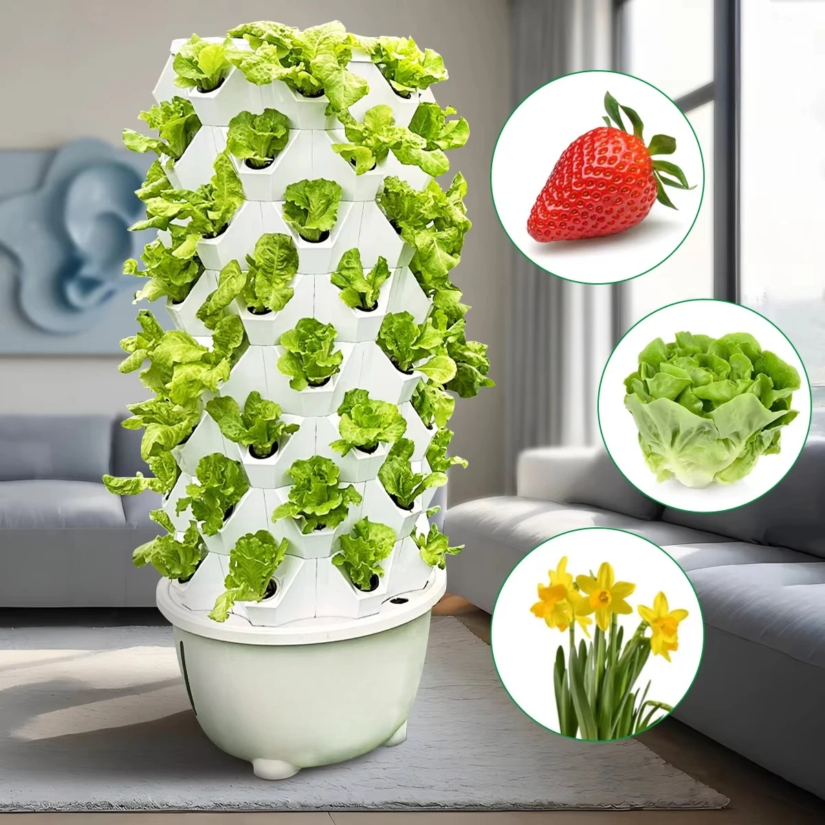 Greenhouse 65L 6-story 48-hole garden vertical agricultural hydroponic tower system