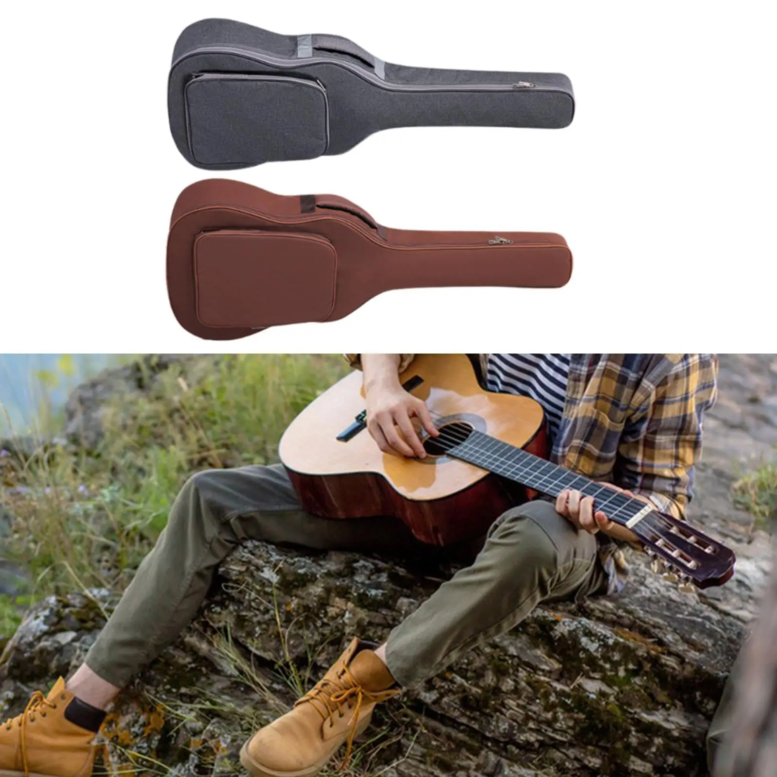 

Acoustic Guitar Holder with Storage Pocket for Easy Transport of 40inch and 41inch Instruments