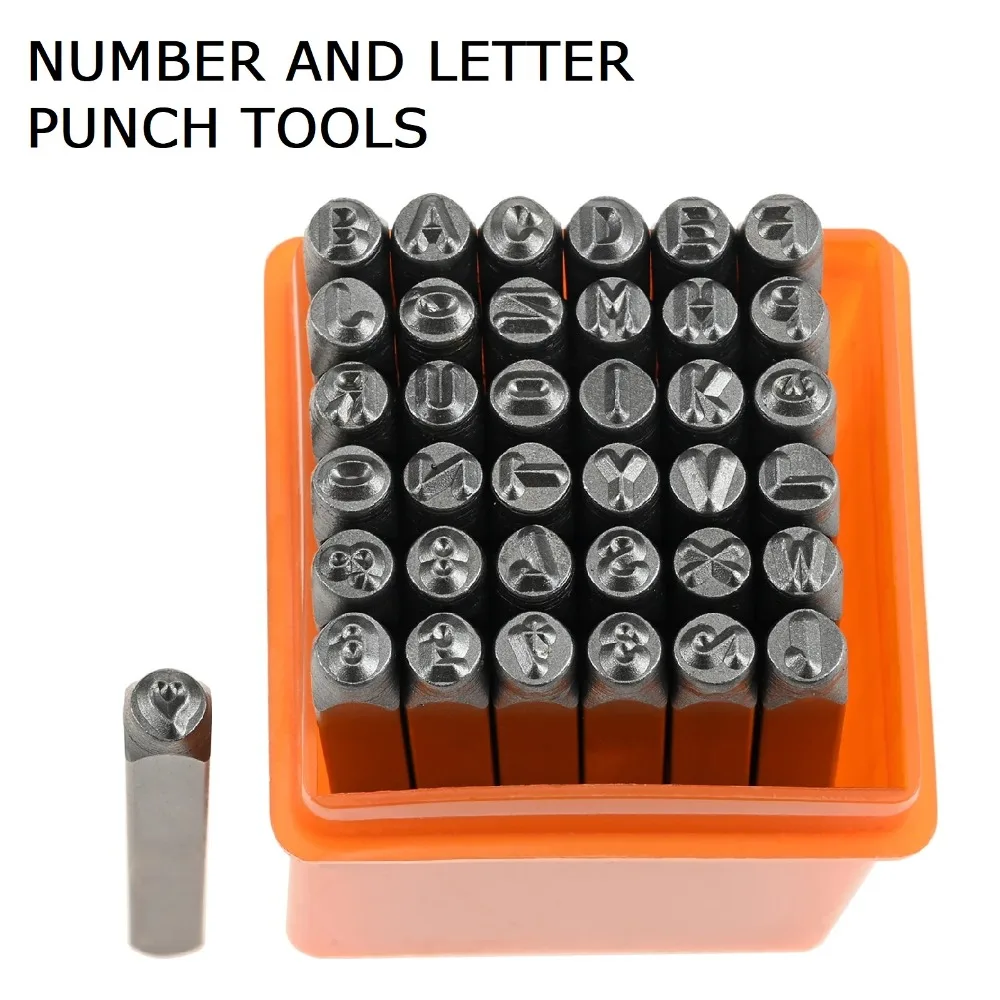 37pcs Steel Metal Stamp Set Steel Number and Letter Punch Alloy Steel Made for Silver Copper Ring Bracelet Jewelry DIY Craft