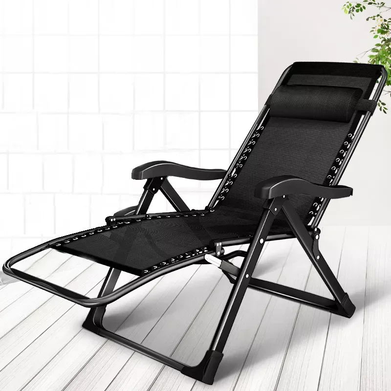 

New Sun Loungers Outdoor Zero Gravity Chair Wood Armrest XXL Camping Lounge Patio Padded Folding Lawn Recliner with cup holder