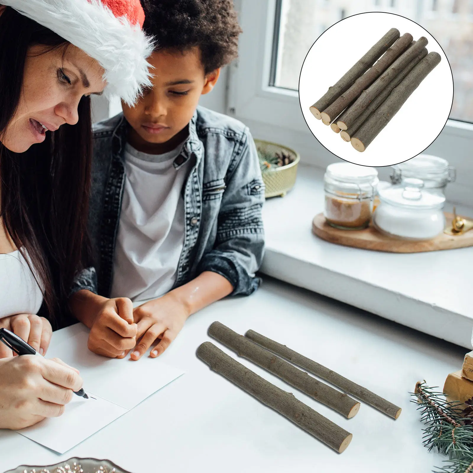 

7Pcs Christmas Pine Cone Simulation Wooden Sticks DIY Crafts Photo Props Dry Branches Creative Handmade Decoration Art Projects