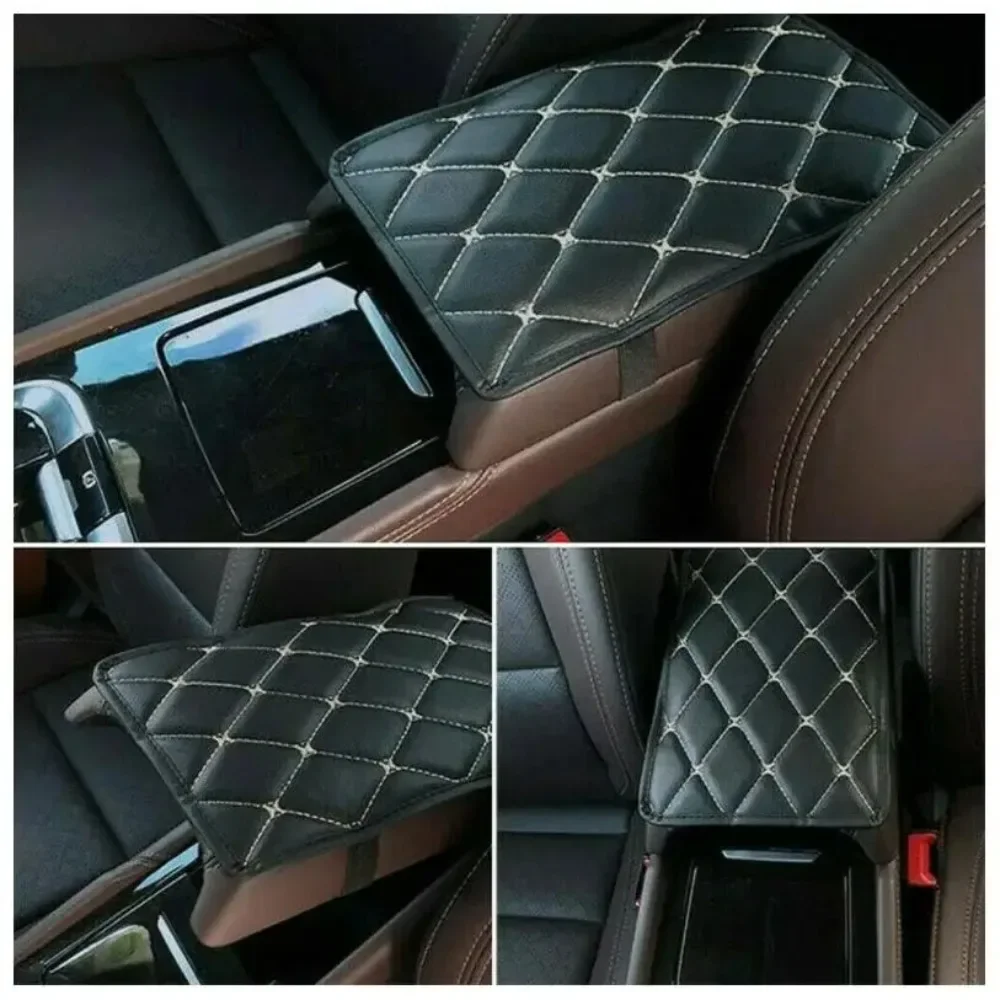 Car Armrest Cushion PU Leather Wear Mat Covers Dust-proof Auto Seat Storage Box Universal Center Console Protection Accessories