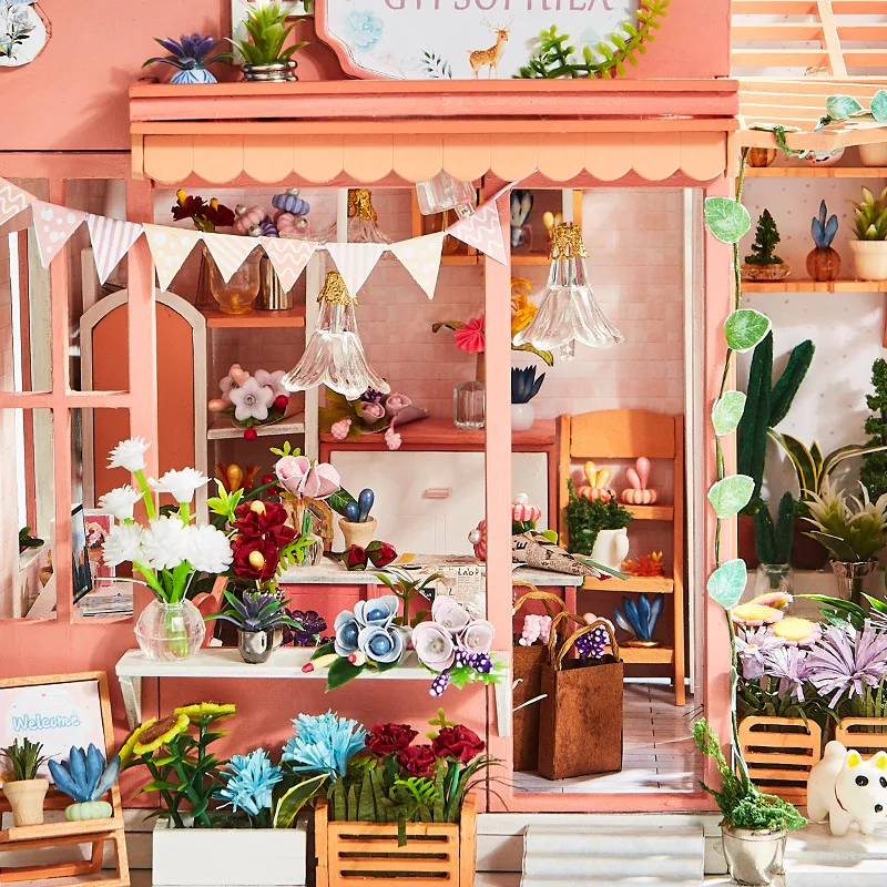 New DIY Gypsophila Flower House Mini Model Kit - Hand-Assembled Artistic Dollhouse, Creative Gift for Home Decor