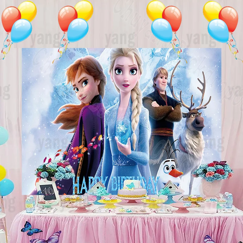 Disney niestandardowe mrożone księżniczka elza Anna słodkie Sven Olaf czerwone liście urodziny niebieski Iceberg tło fotografia tło
