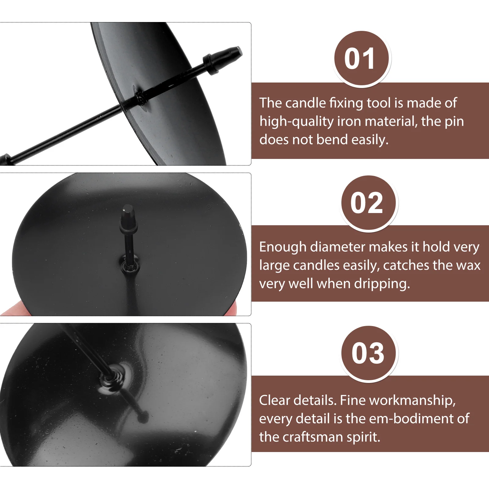 

12Pcs Iron Fixators Black Metal Holders Robust Fixing Pin for Advent Wreaths Festivals Parties Holidays