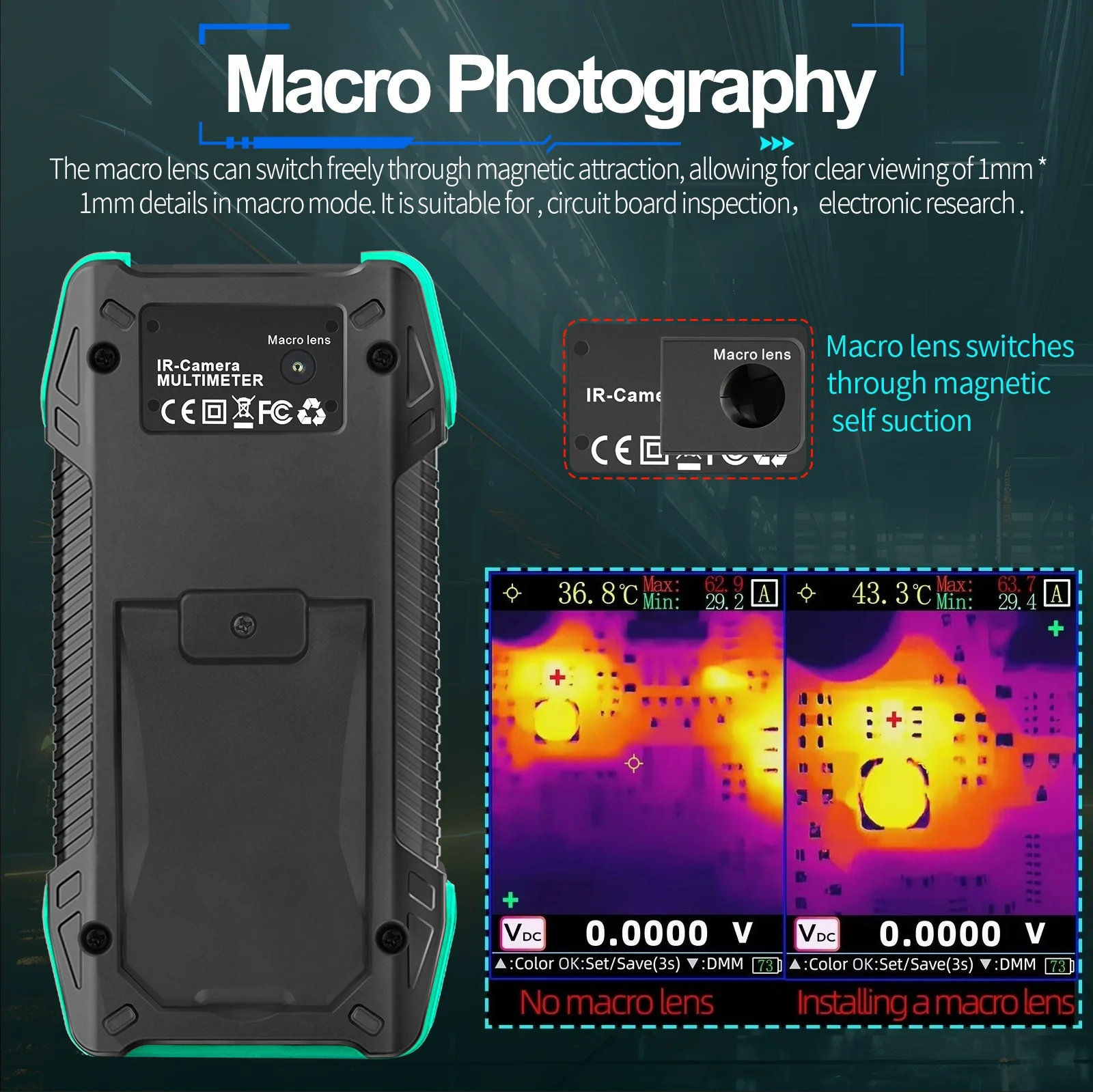 Câmera de imagem térmica infravermelha portátil TOOLTOP ET34C de 3,2 polegadas -20 ~ 550 ℃   Inspeção elétrica da câmera IR de medição de temperatura
