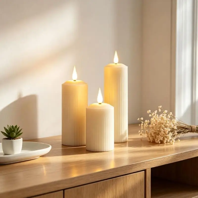 Remote-Controlled LED Lights with Soft Warm Lighting, USB-Rechargeable 3-Piece Graduated Set for Dining Tables and M4YD