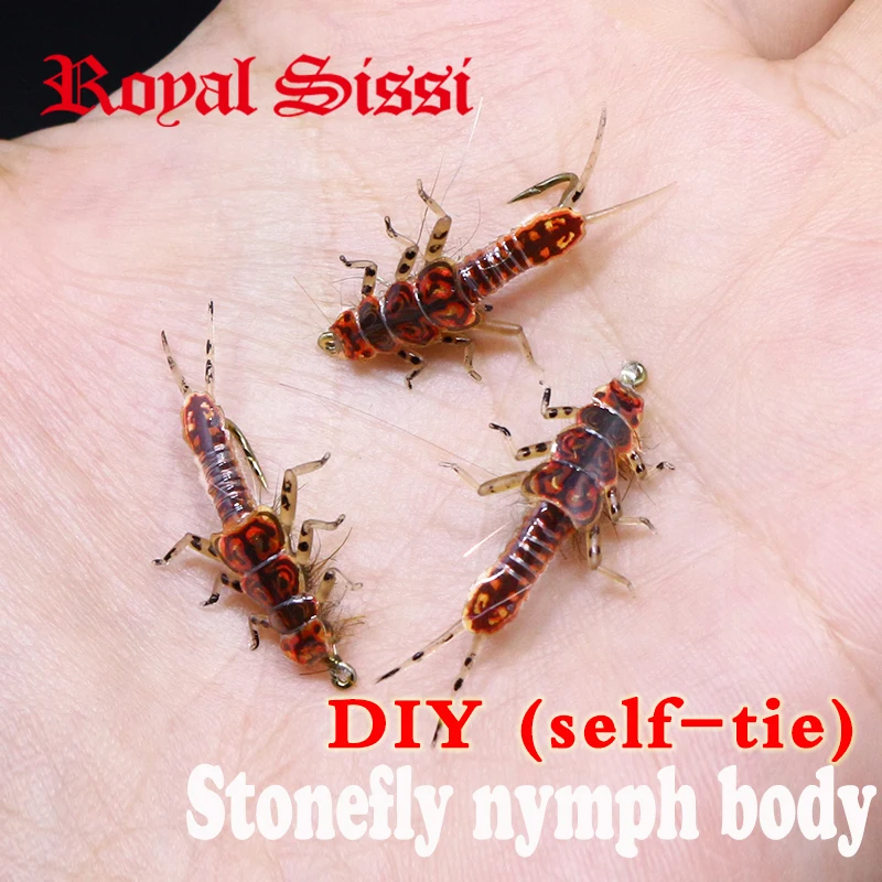 Nowy 30 sztuk/zestaw stonefly nimfa gumowy korpus i nimfa haki combo syntetyczne materiały do ​​wiązania much wędkarstwo muchowe sztuczne nimfy muchy