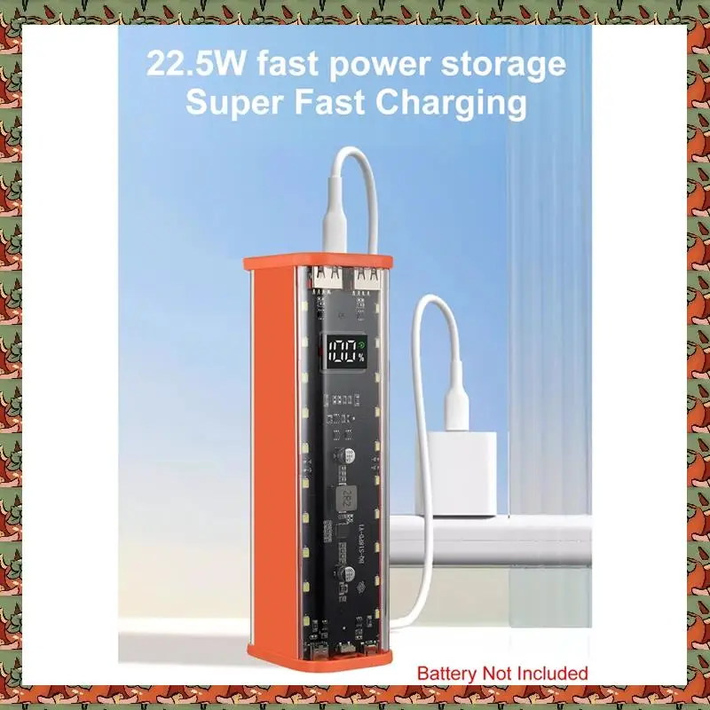 ABLQ 8 Slots 18650 DIY Power Bank Case Fast Charging Power Bank Case Large Capacity Digital Display Battery Storage