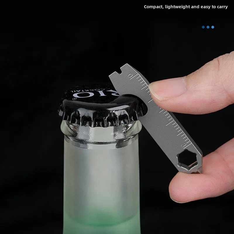 

Titanium multi-function keychain crowbar, mini portable screwdriver, with bottle opener, portable EDC gadget