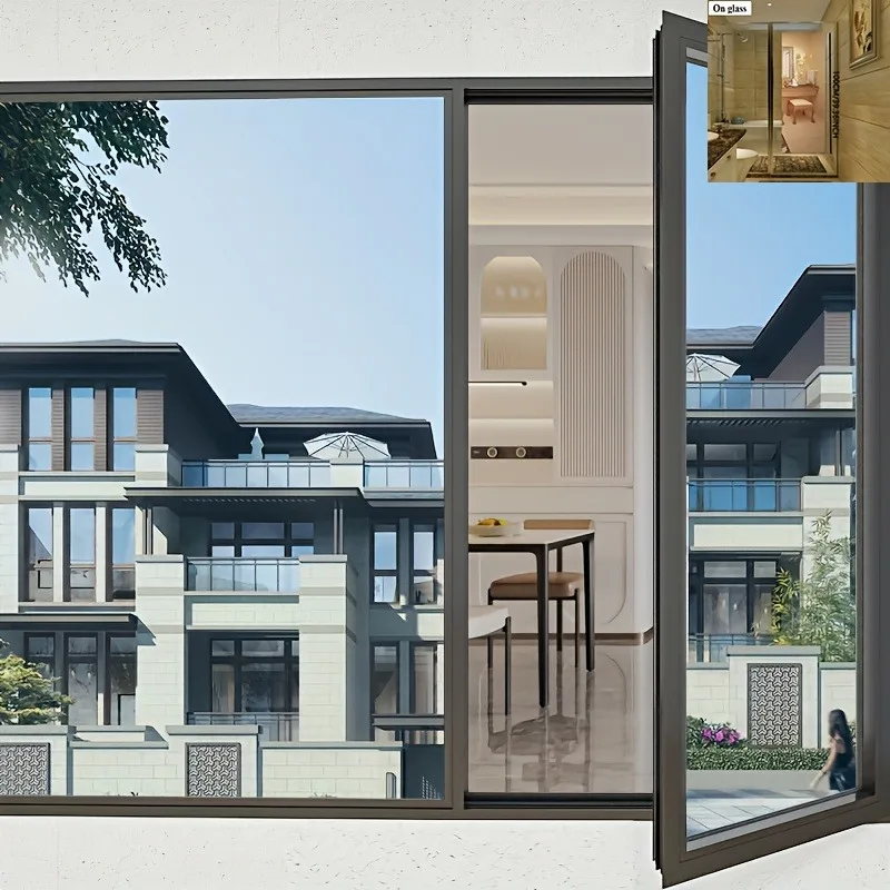 One Way Mirror Privacy Window Film Reflective Sun Block Heat Control Static Cling Removable for Bathroom Bedroom  Gla