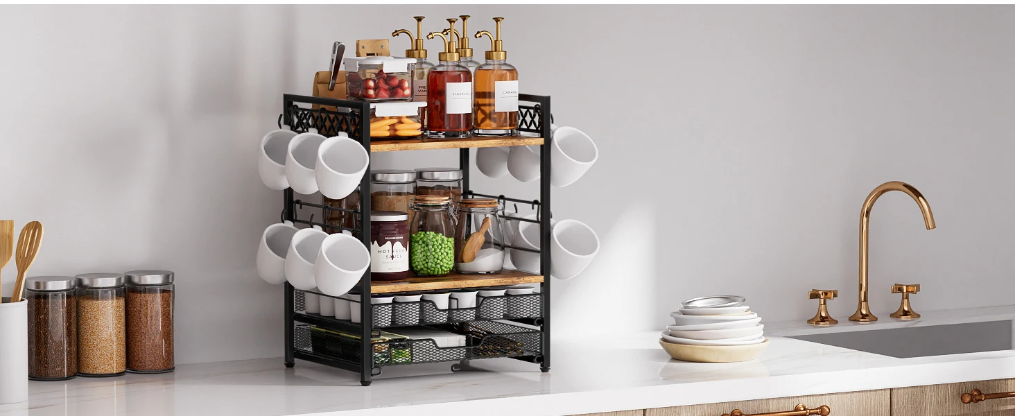 Coffee Bar Organizer Coffee Station K Cup Holder for Countertop