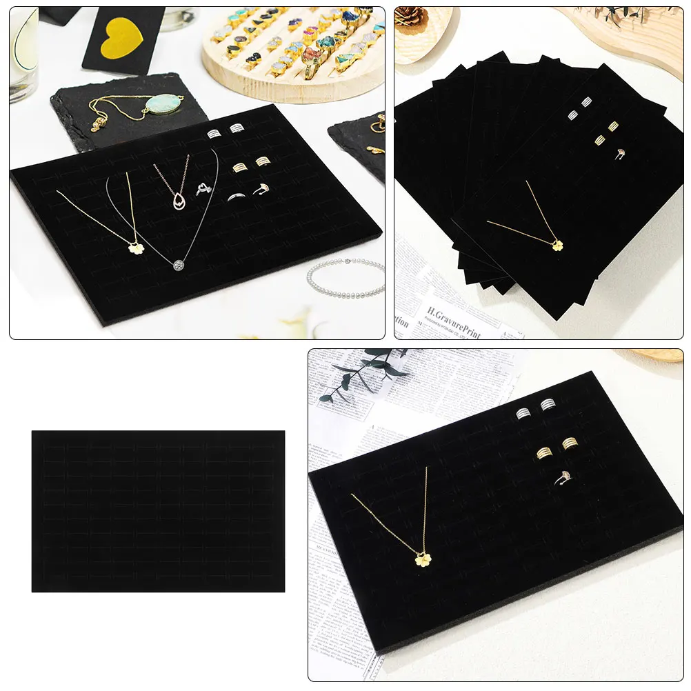 

4pcs Storage Box for Nail with Protective Sponge Cushion Black Velvet Trays Display Pad Ring Organizer Inserts