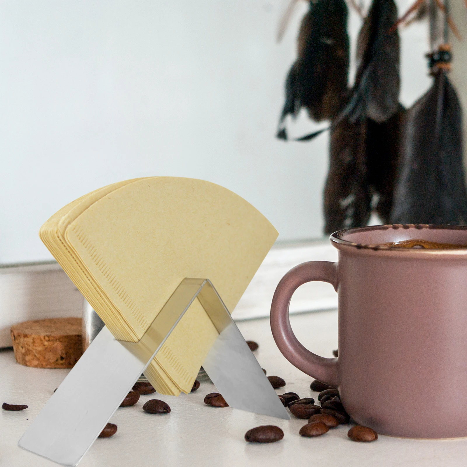 

Stainless Steel Coffee Filter Paper Holder Stand Large Capacity Lightweight Compact Size Anti Corrosion Desktop ganizer Premium