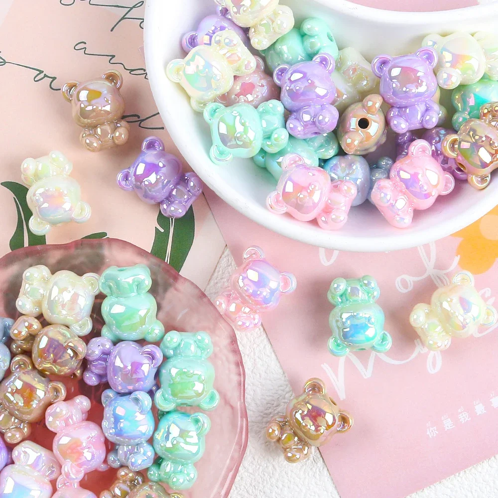 

5pcs Little Bear Acrylic Beads DIY Mobile Phone Chain Bracelet Car Hanging Bead Material Jewelry Accessories