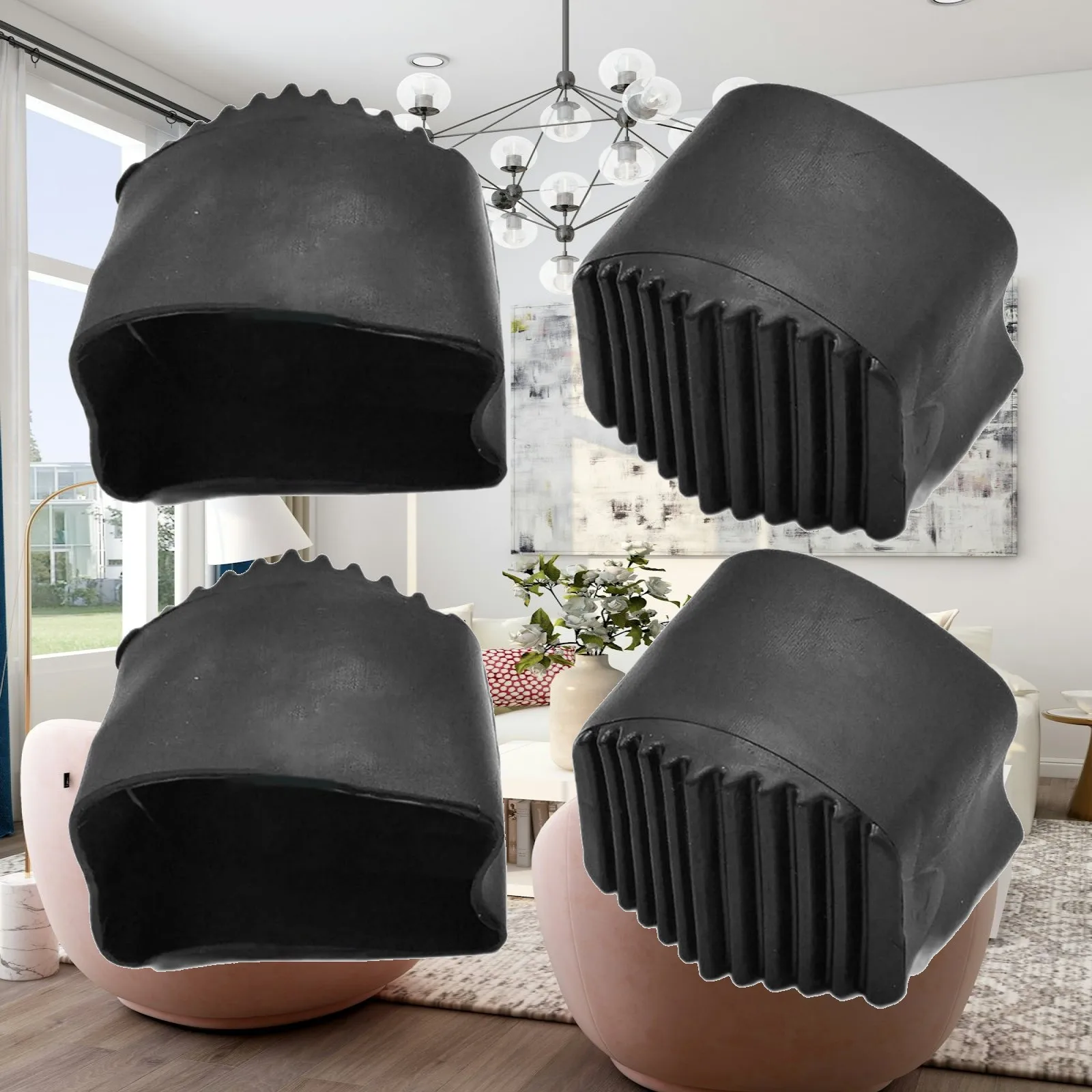 Ladder Feet Non Slip Square End Cap Gym Equipment Foot Cover PP Protector for Home Exercise