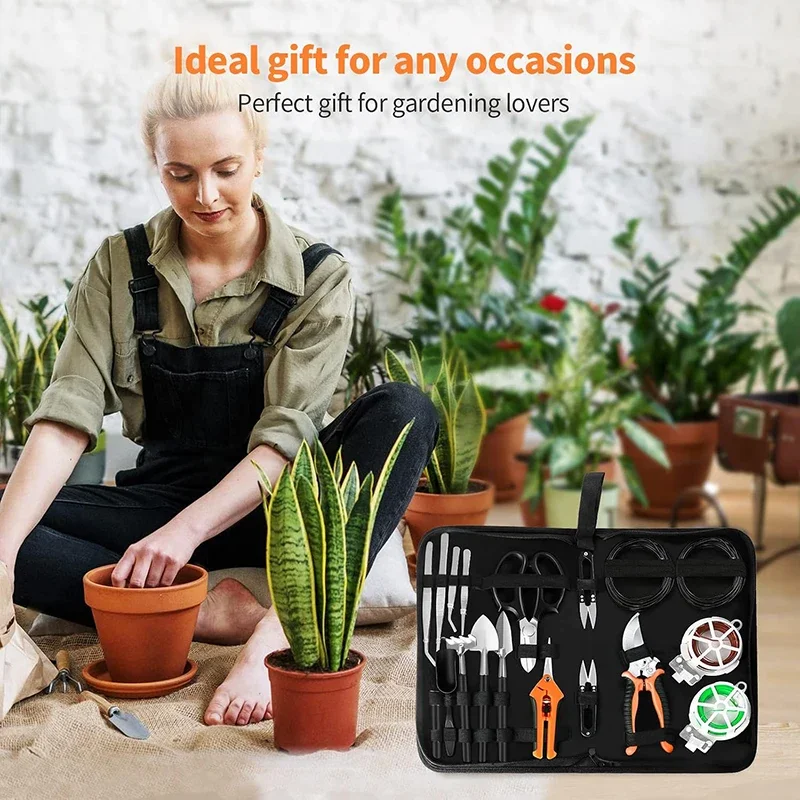 Bonsai Tools Set 20 Pcs Gardening Succulent Tree Beginner Tool Kit Plant Repotting Mat Bonsai Scissors Pruning Shears For Women