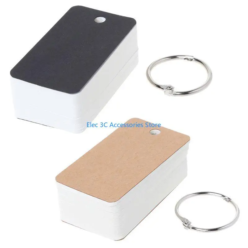 Y51A Simple DIY Index Cardboard Cover Blank Paper Card Memo Pad Binder Rings
