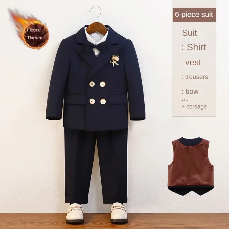 Costumes formels d'hiver pour garçons, ensemble de blazers d'anniversaire pour enfants, smoking de mariage chaud, optique souriante, costume de performance pour enfants, 2 à 12 ans