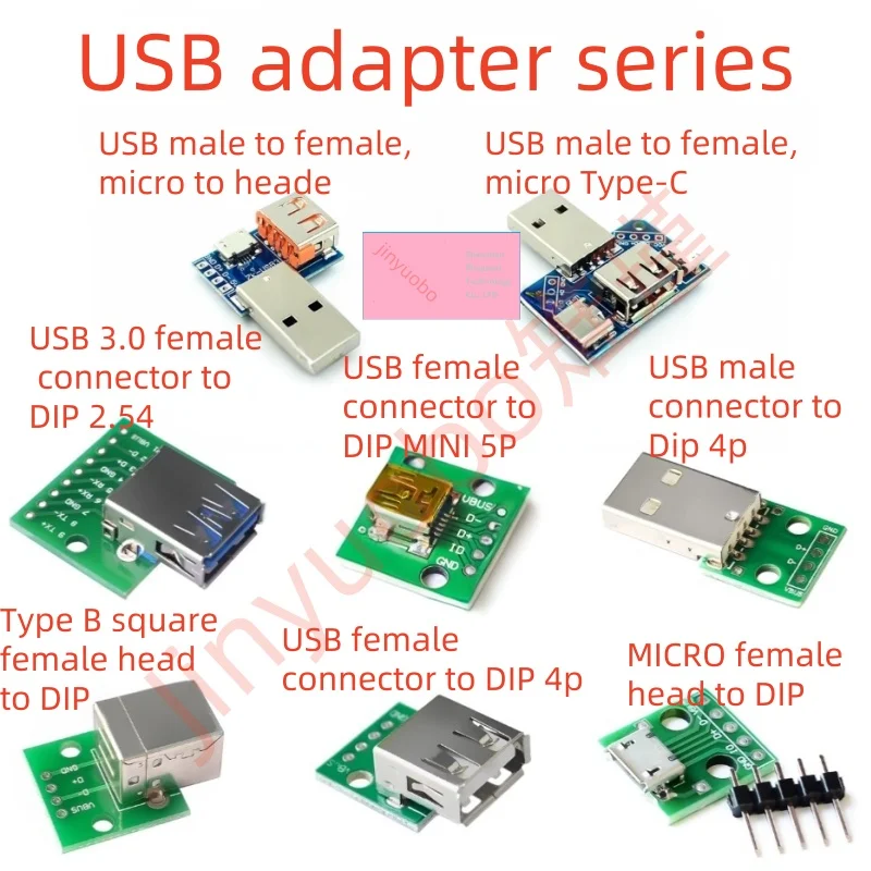 (1-10Pcs)USB to 2.0 female head male head MICRO direct plug adapter board has been soldered mobile phone power data cable module