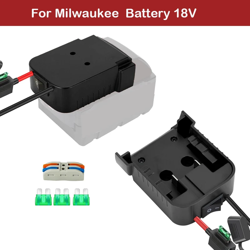 Power Wheel Adapter with Switch for Milwaukee Battery 18V Converter Kit with Fuses Wire Terminals 12AWG Wire for DIY Rc Car Toys