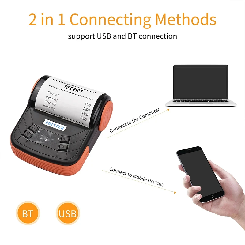 MTP-3 Portable Mini Handheld POS Thermal Printer 80mm Receipt Wireless Bluetooth Mobile Bill Printer For Android iOS Windows