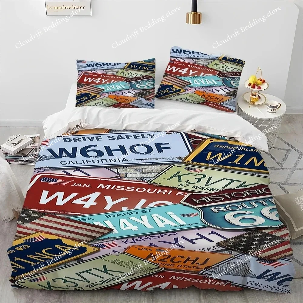 Historic Route 66,Mother Road,mãe Estrada Comforter Bedding Set,Duvet Cover Bed Set Quilt Pillowcase,king Queen Size Bedding Set