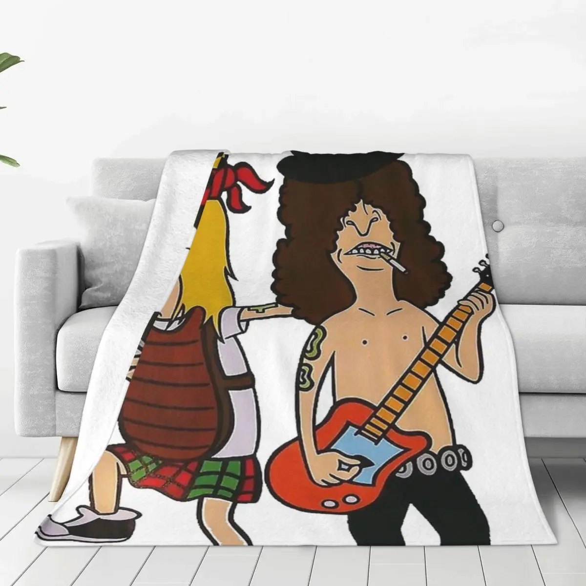 Vocalist And Guitarist With Long Hair Four Seasons Universal Blanket Fireplace Can Be Covered Father's Day Gift