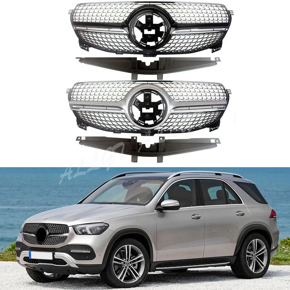 Car Front Racing Billet Bumper Mesh Grill Bar Vent Upper Cover For Mercedes-Benz W167 GLE-Class 2020 2021 Diamond General