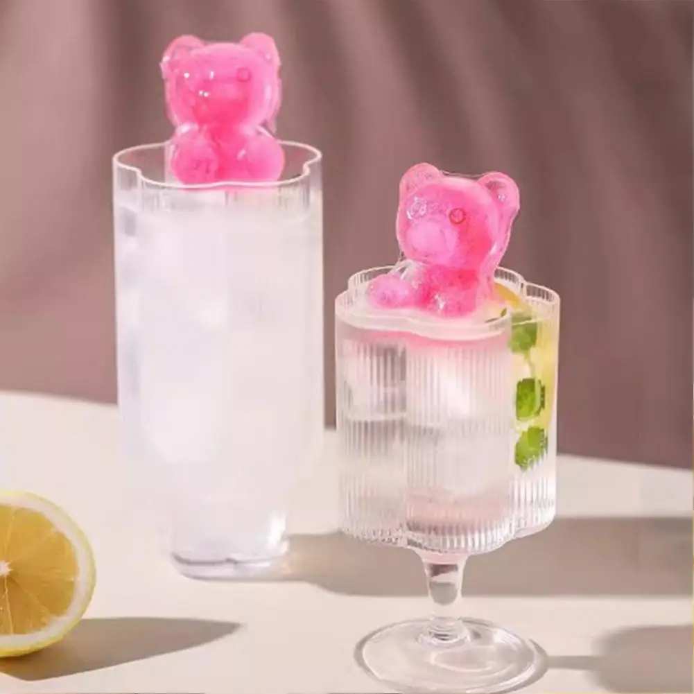 Mini Bear Ice Cubes Silicone Ice Tray Silicone Bear Shape Ice Cube Tray Mold 8-compartment Snackle Box Container with for Party