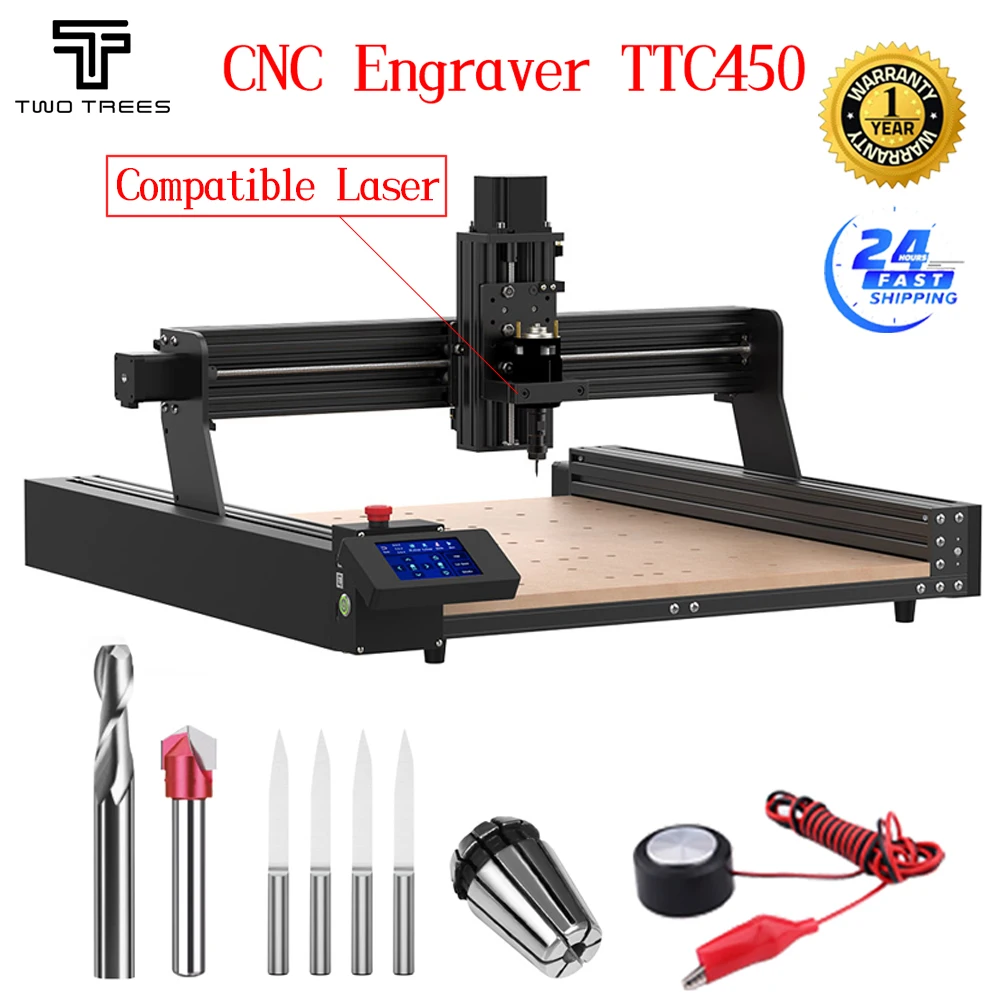 

TwoTrees CNC Engraving Machine Laser Engraver TTC450 3 Axis With Offline Controller Wood Metal MDF PCB Acrylic Milling Cutting