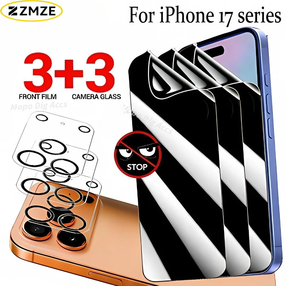 6-in-1 Anti Spy Hydrogel Film for iPhone 17 16 15 14 Pro Max
