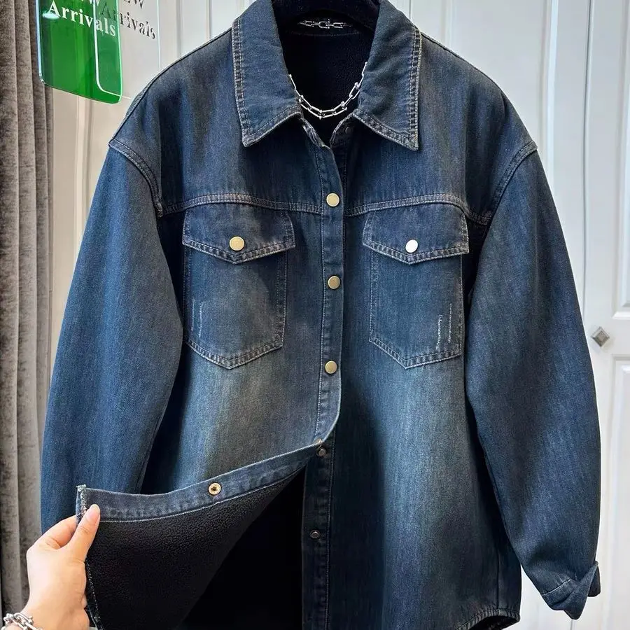 High-quality Denim Women's Shirt 2026spring Autumn New Cowboy Coat Female Retro Loose Design Outerwear Casual Outcoat Top