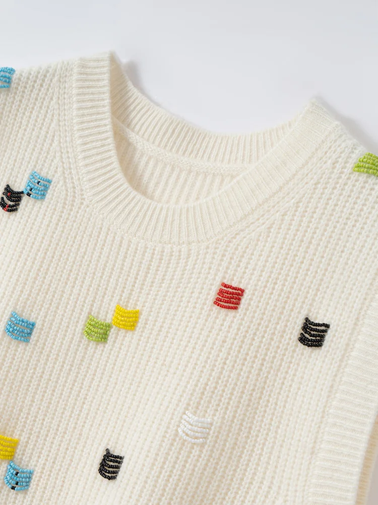 ผู้หญิงใหม่ 100% เสื้อกันหนาวCASHMERE O-คอแขนกุดลูกปัดเสื้อกั๊กฤดูใบไม้ร่วงฤดูหนาวBasic Soft WARM Casual CASHMEREเสื้อถักเสื้อ