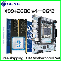 X99 Motherboard Kit LGA 2011-3 with E5 2680 V4 CPU 16G=2*8G DDR4 REG ECC Memory M.2 NAME Computer components SOYO Mainboard