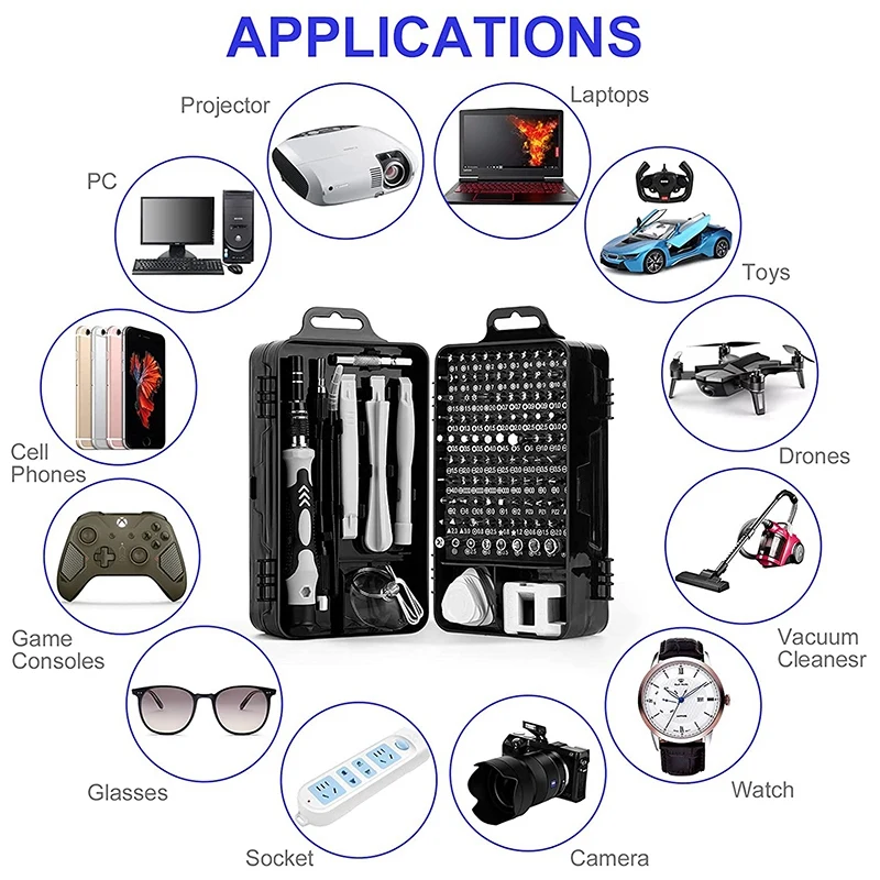 Mini Precision Chave De Fenda Set, Kit de Ferramentas de Reparo Eletrônico, Magnético, iPhone, Computador, Laptop, ECT, 115 em 1