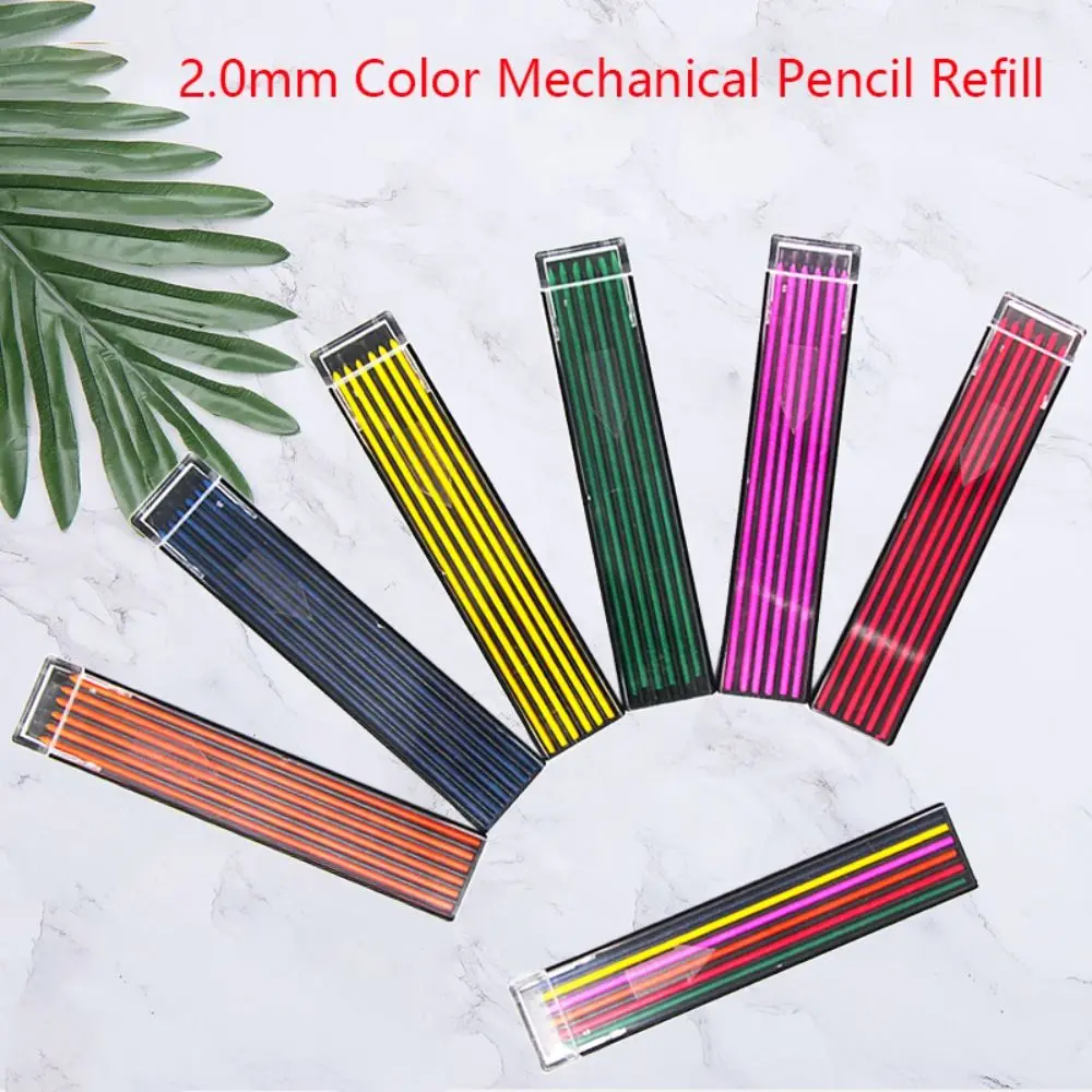 12Pcs/box 2.0mm HB Color Mechanical Pencil Refill Erasable Automatic Pencil Graphite Refill Creative Art Sketch Drawing Supplies