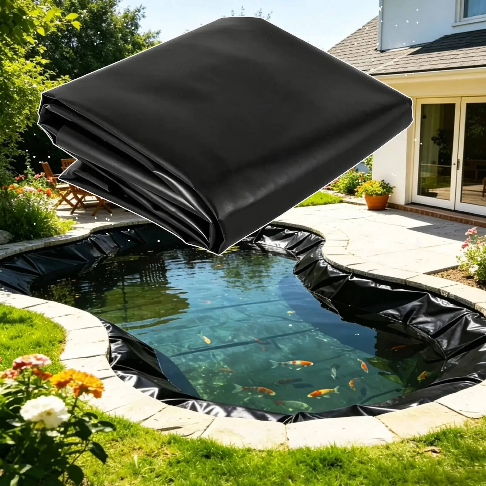 Garden Ponds Liner - Tear-Resistant - Pool Foundation - for Water Garden, Aquaculture, Outdoor Ponds, Natural Looking