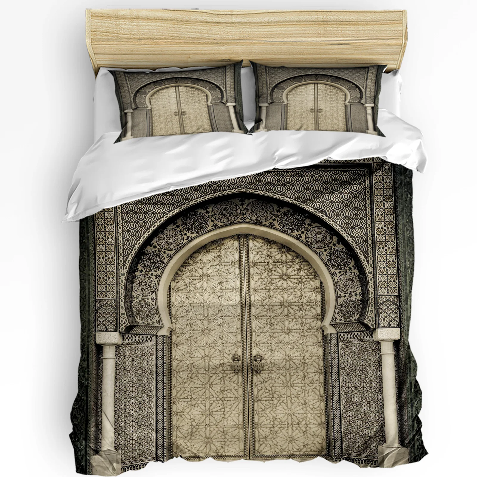 

Moroccan Medieval Vintage Door 3pcs Duvet Cover Set with Pillow Case Double Comforter Bedding Set Quilt Cover Couple Bed