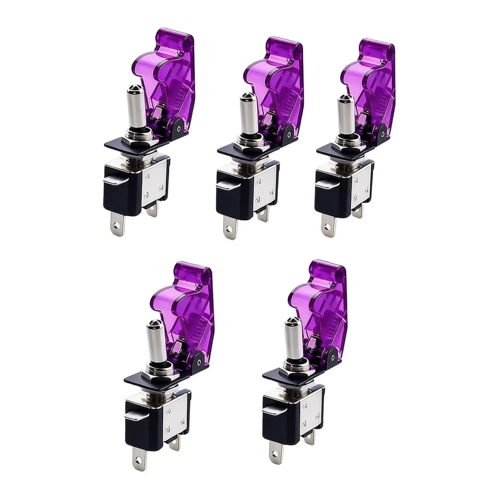 5PCS 12V 20A Rocker For Toggle Switch for Automotive Marine Applications 3-Pin 2-Position Purple 1.4x6.5cm Size