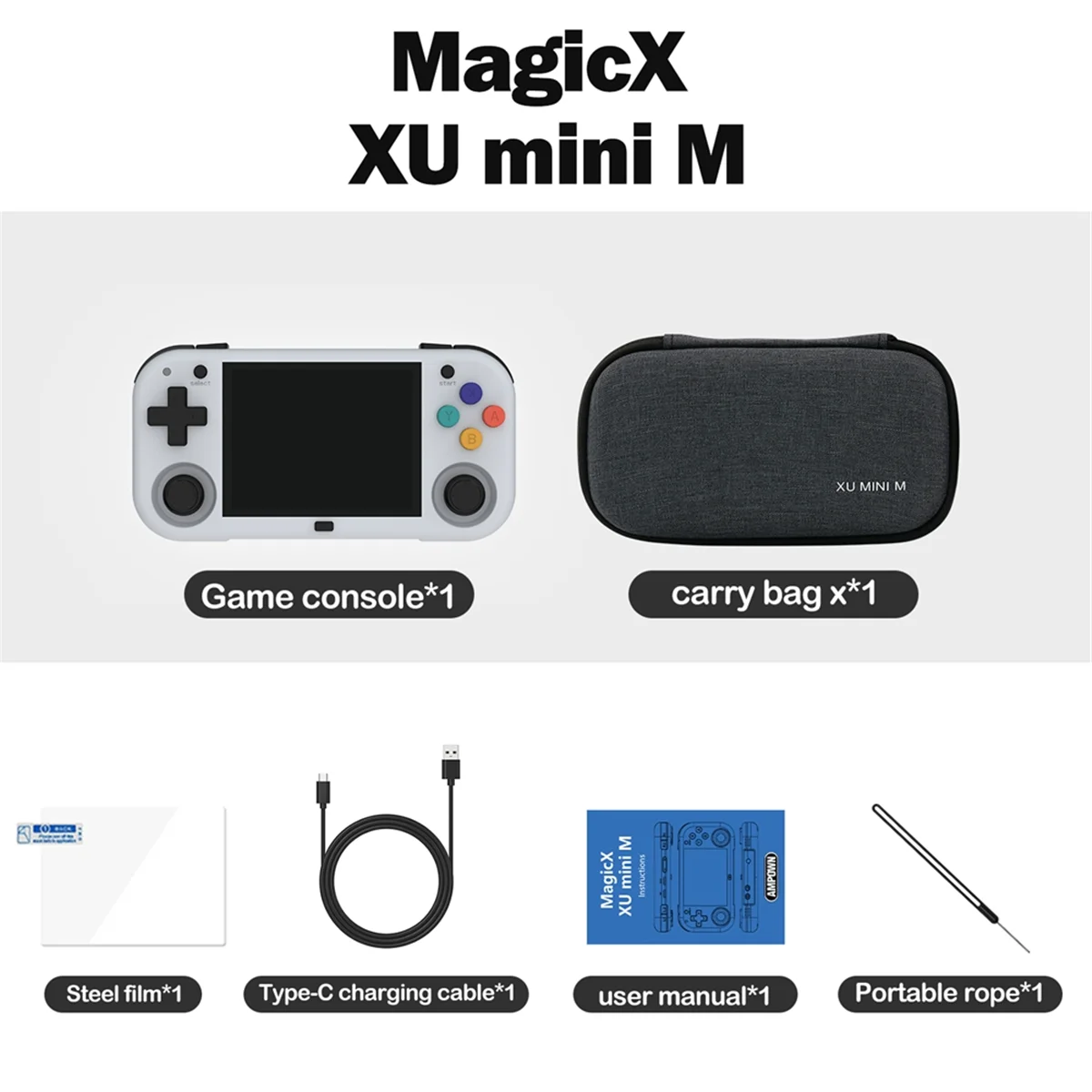 Hot! XU Mini M Game Console 128GB 11700 Games 2.8 Inch IPS Linux Handheld Game Players Retro Video Game for Kids White Gray