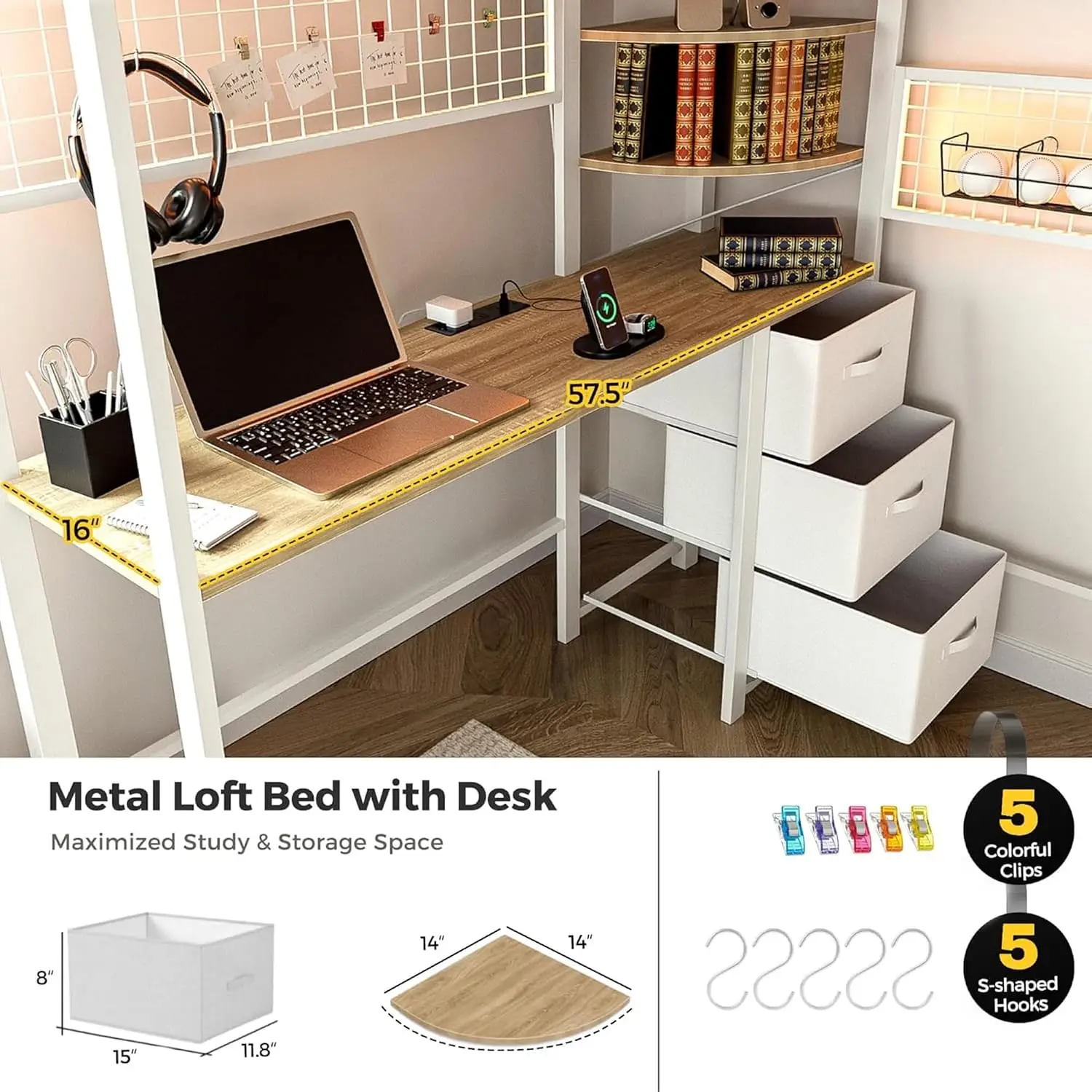 Loft bed wardrobe and shelves
