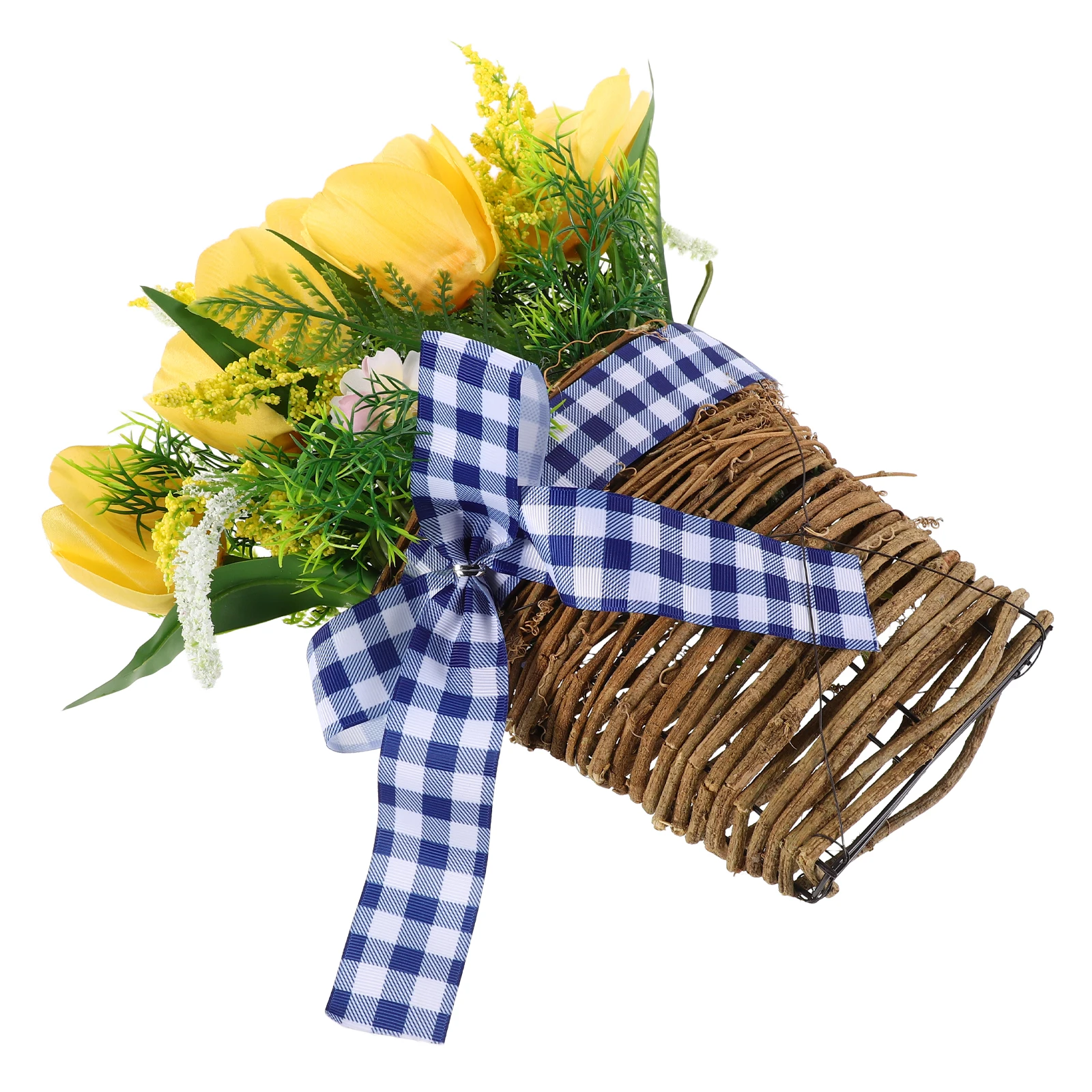 

Artificial Flower Basket Flowers in Small Yellow Fake Floral Arrangement Cloth Hanging with