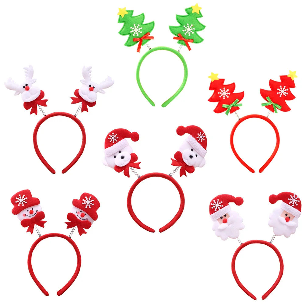 

6Pcs Xmas Hair Hoops Christmas Elements Decorative Headbands Hairbands Kids Adults Holiday Hair Clasp Christmas Headbands