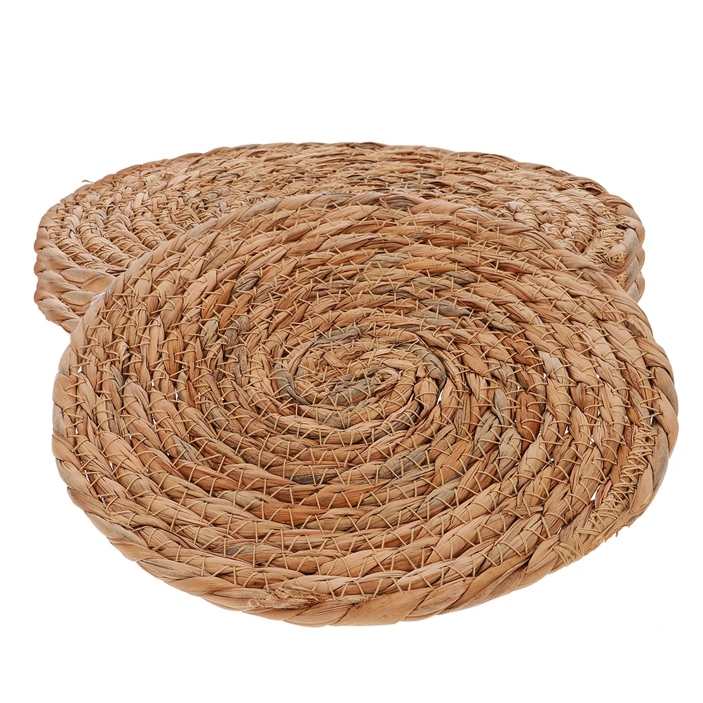 

4pcs Handwoven Rattan Placemats Round Insulated Antislip Mats For Tea Cups Pots 4.72 Inch Decor Heat Resistant
