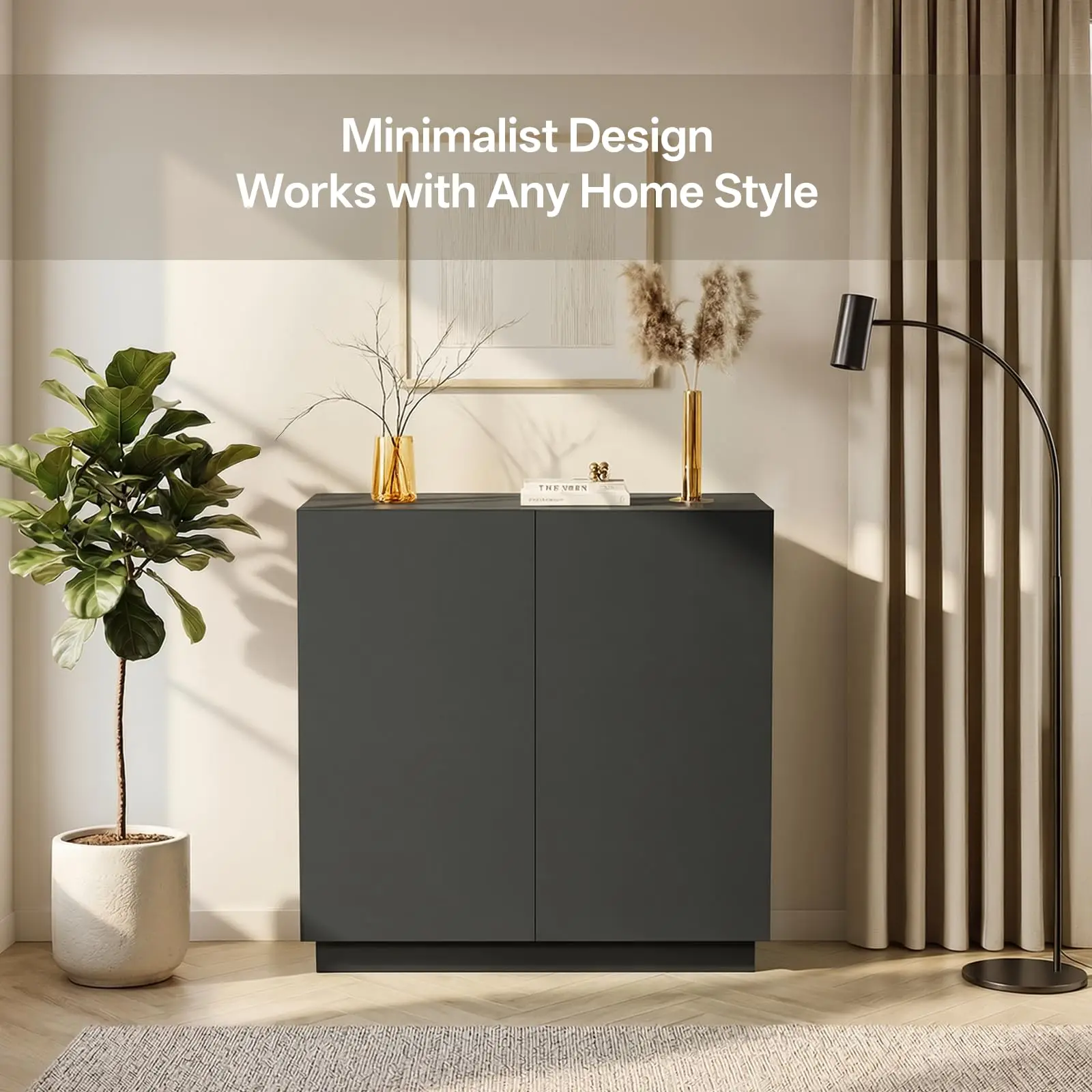 Large/Tall Litter Box Enclosure, Modern Wooden Litter Box Furniture for XL Litterbox with Hidden Storage as Sideboard