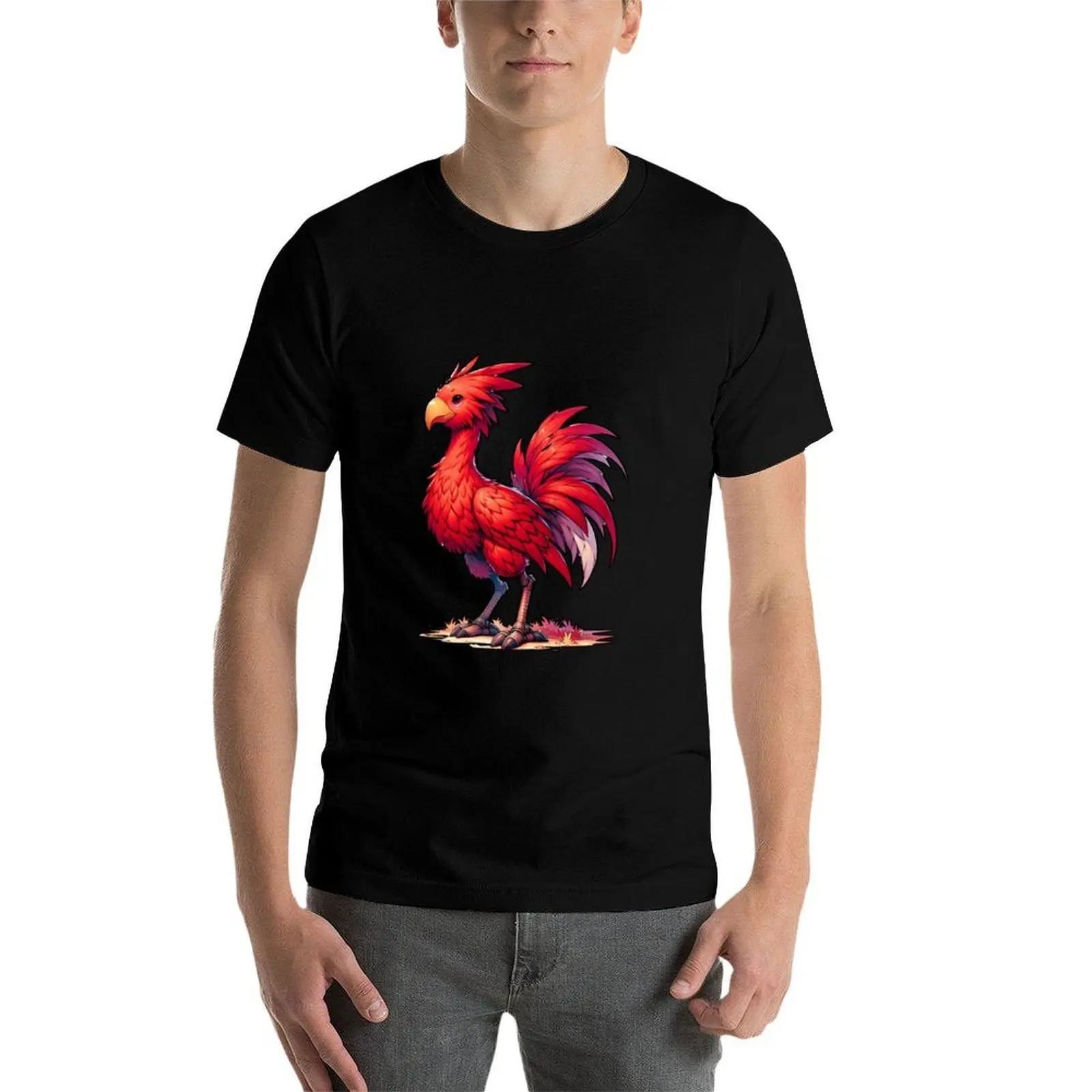 Red Chocobo T-Shirt man t shirt heavy cotton t shirts for man graphic funny t shirt for man 100