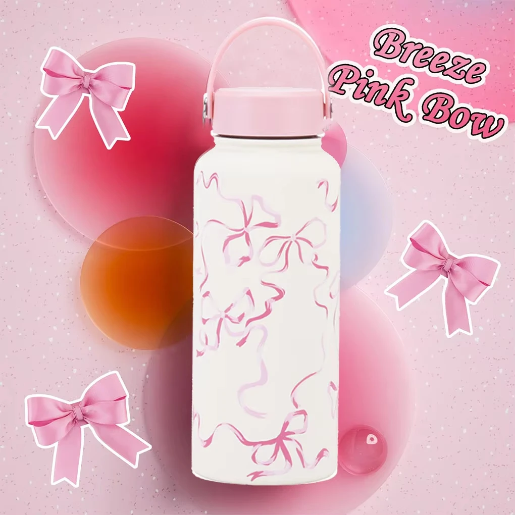 

1L Cute Insulated Bottle Large Flower Stainless Steel Thermos Portable Vacuum Sports Water Bottle Outdoor Flask